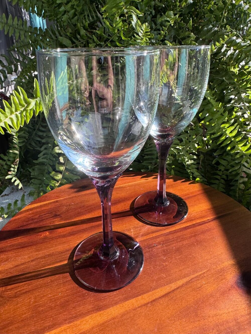 Set of 2 Vintage Libbey Domaine Amethyst Wine Glasses, Purple Tulip Stem Goblets